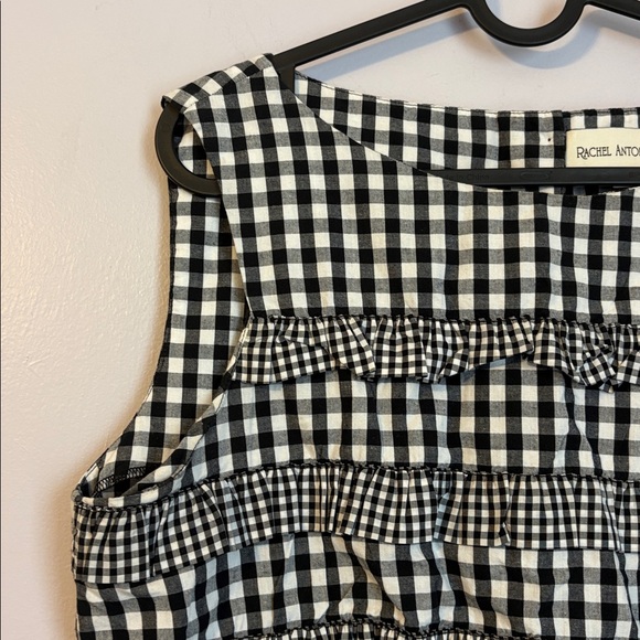 Rachel Antonoff Black White Gingham Ruffle Crop Top size L - Picture 3 of 14